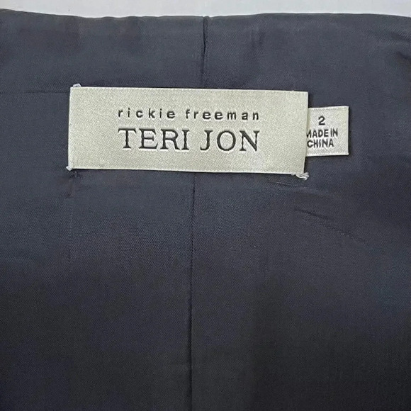 Rickie Freeman for Teri Jon Cocktail Evening Wrap Midi Dress - Black - Sz 2 - Picture 4 of 6